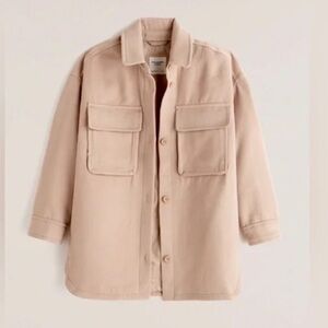ABERCROMBIE AND FITCH WOMENS OVERSIZED TAN SHACKET JACKET XL